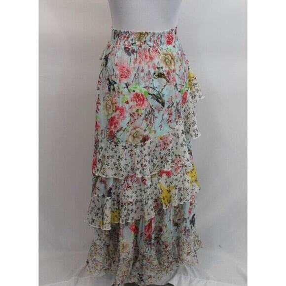 AMUSE Patricia Forgeal Sz S Small Ruffled Tiered Floral Zen Skirt - Picture 4 of 10